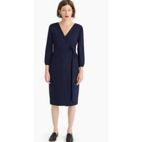 J. Crew 365 Crepe Career Wrap Dress Navy Blue Size 8‎ - Picture 1 of 11